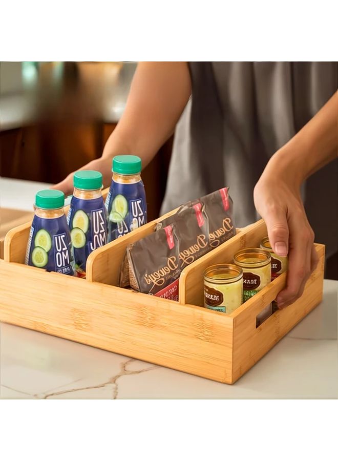 Adjustable Bamboo Lid Holder With 5 Dividers Kitchen Cabinet Organizer Natural - Image 5