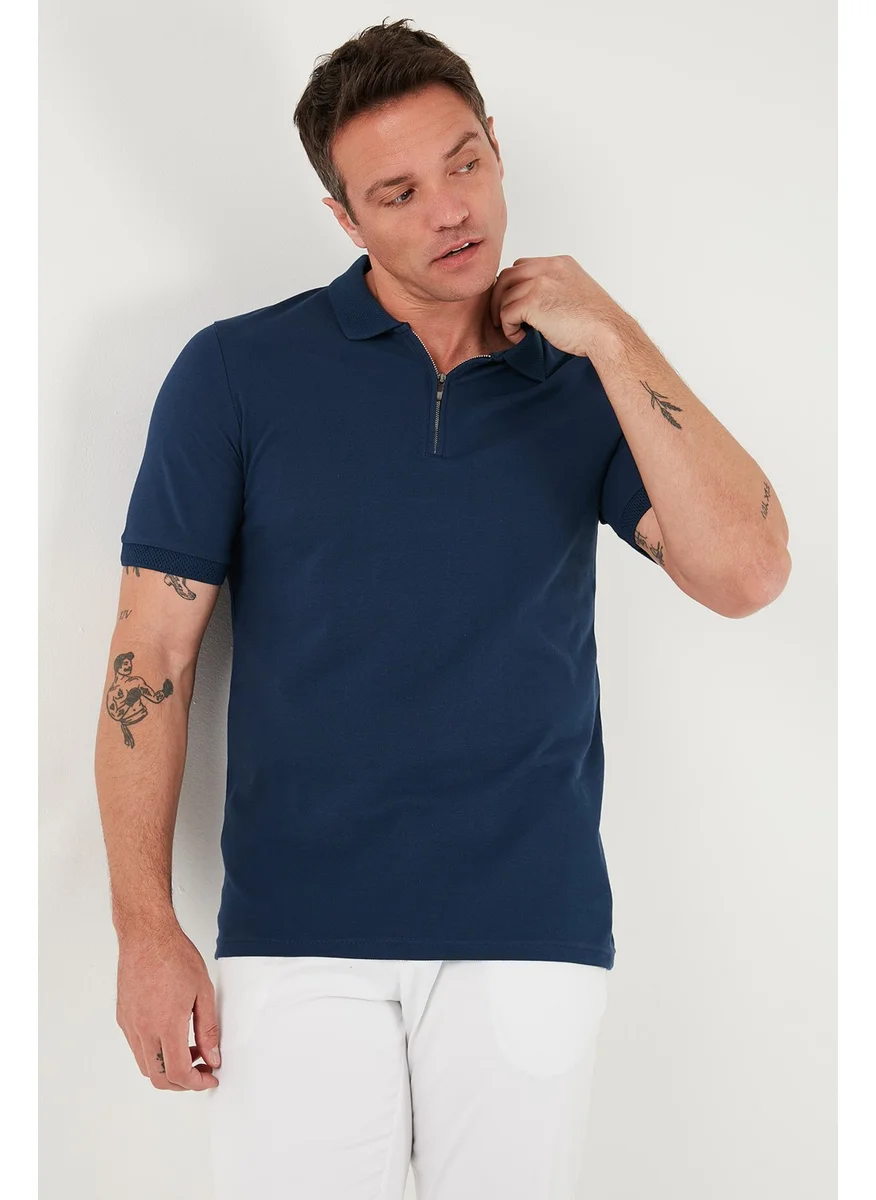 Buratti Cotton Regular Fit Half Zipper Polo Neck T Shirt Men's Polo Neck T Shirt 5903008