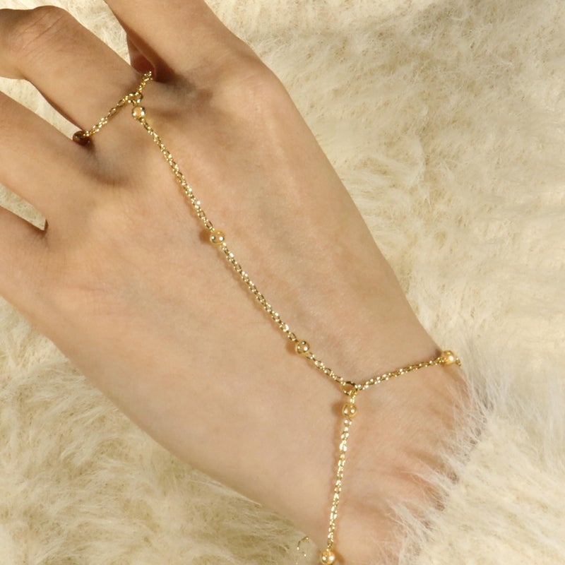 Reoxvo Gold Hand Chain Ring Bracelets Jewelry for Women Gold Finger Ring Bracelet Hand Chain for Women - Image 4