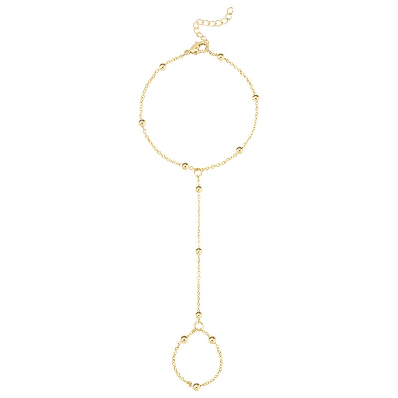 Reoxvo Gold Hand Chain Ring Bracelets Jewelry for Women Gold Finger Ring Bracelet Hand Chain for Women - Image 1
