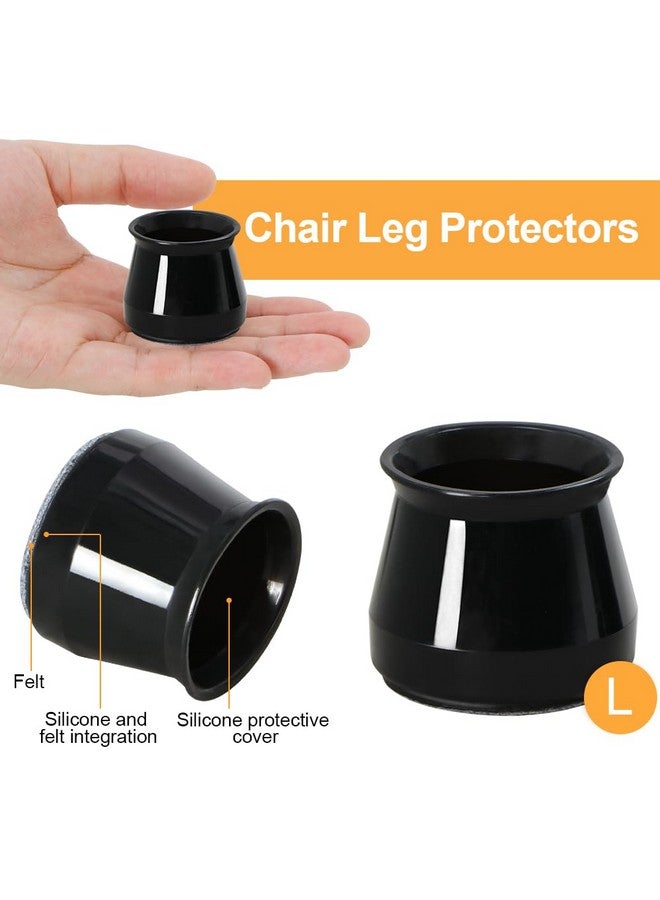 OASMU 32 Pcs Chair Leg Floor Protectors for Hardwood Floors, Black Silicone Felt Bottom Furniture Leg Caps, Chair Covers Protect Floors from Scratching, Chairs Slide Without Noise (Large fit : 1.3'' - 2'') - Image 2