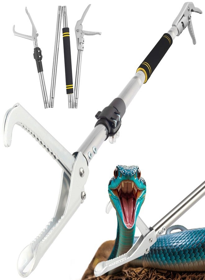 Frebuta 69“ Snake Grabber Tool for Rattlesnake, Professional Snake Tongs Heavy Duty Long Handle with Wide Jaw Handling Tool Stainless Steel Tube Non Slip Sponge Handle Snake Feeding Tongs - Image 1