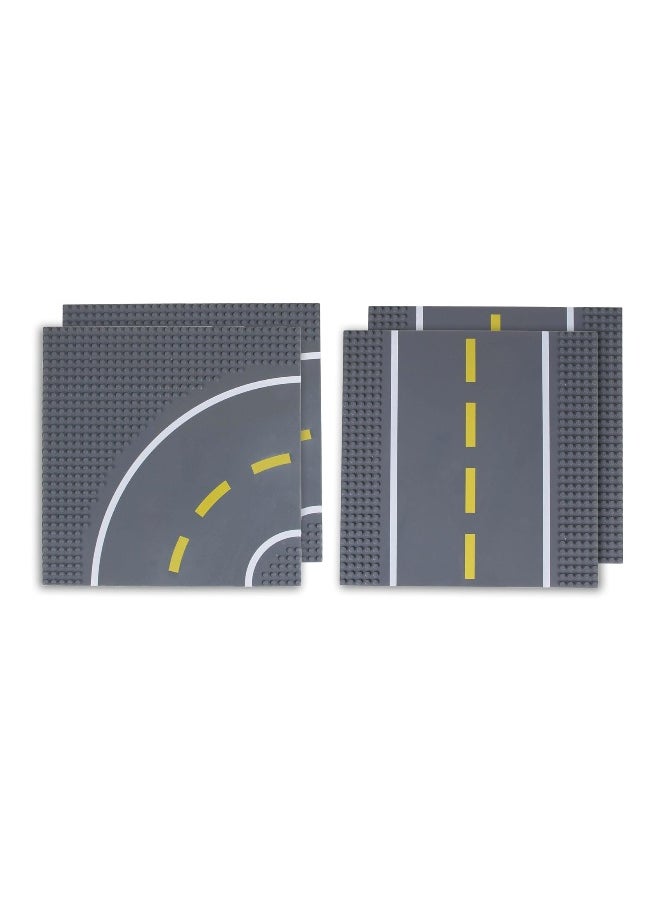 Strictly Briks Strictly Briks Toy Building Block Classic Baseplates 10â€ x 10â€ Building Brick Base Plate Toy Kit for Kid, Building Bases for City Roads, Towns, Garages and More, 4 Pc, 2 Straight and 2 Curved  - Image 1