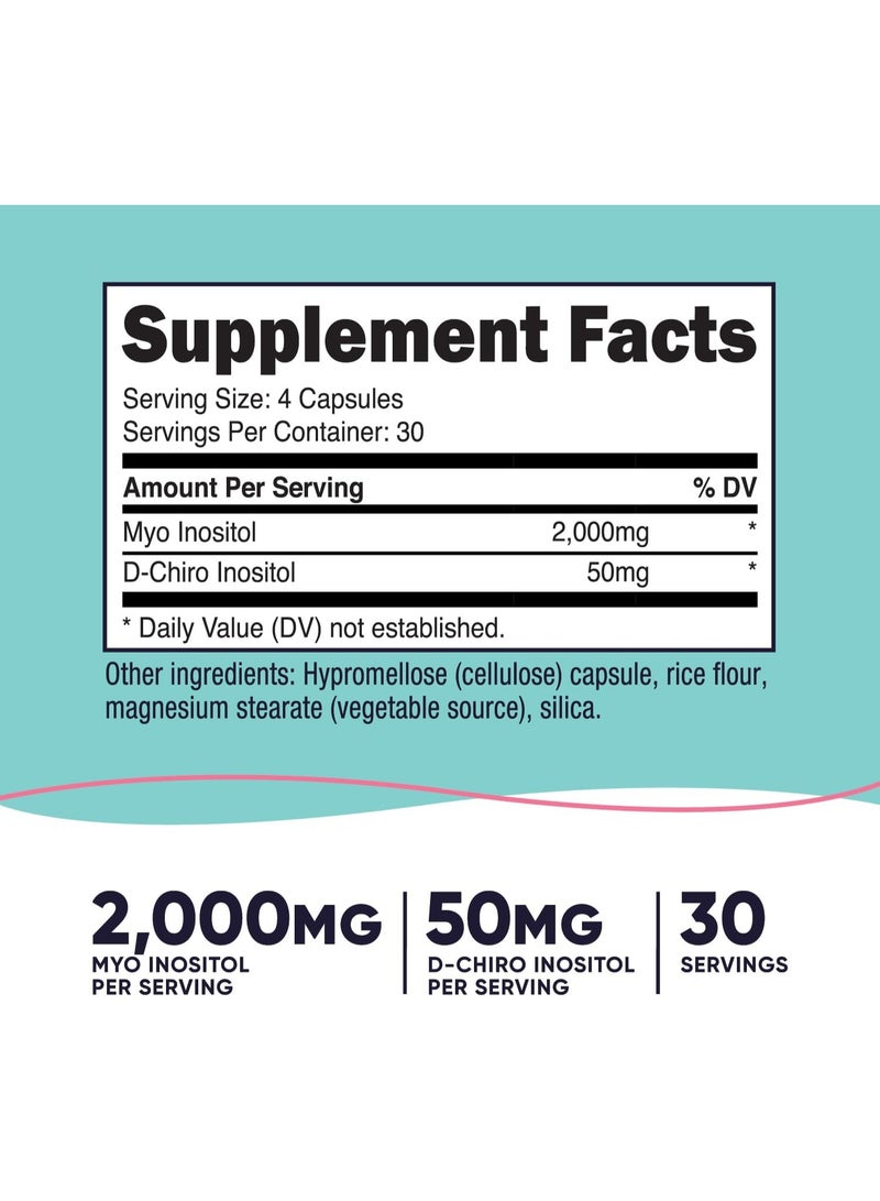 Nutricost ميو إينوزيتول ودي-شيرو إينوزيتول للنساء 2000 ملغ ميو و50 ملغ دي-شيرو إينوزيتول 120 كبسولة - Image 2