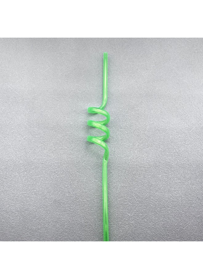 Generic - Direct Cartoon PET Spiral Plastic Straw Color PP Creative Curved Children's Straw Wholesale-Color:Green - Image 1