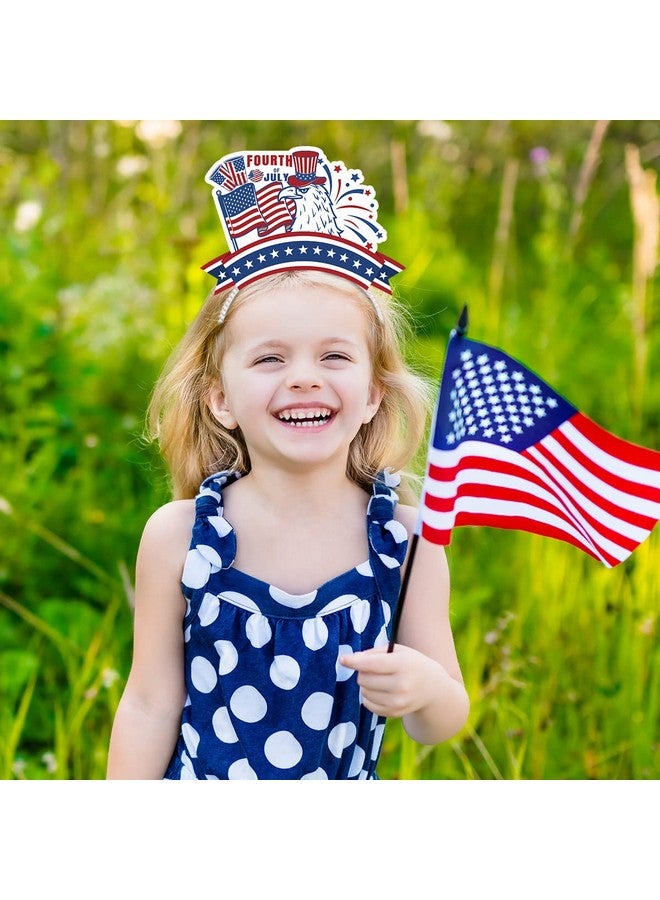 Doneace White Blue Red Party Decorations 4Th Of July Headbands Paper Headwear Independence Day Hairbands National Memorial Day Hair Hoop Patriotic Theme Hair Supplies American Flag Hair Accessories 6Pcs - Image 3