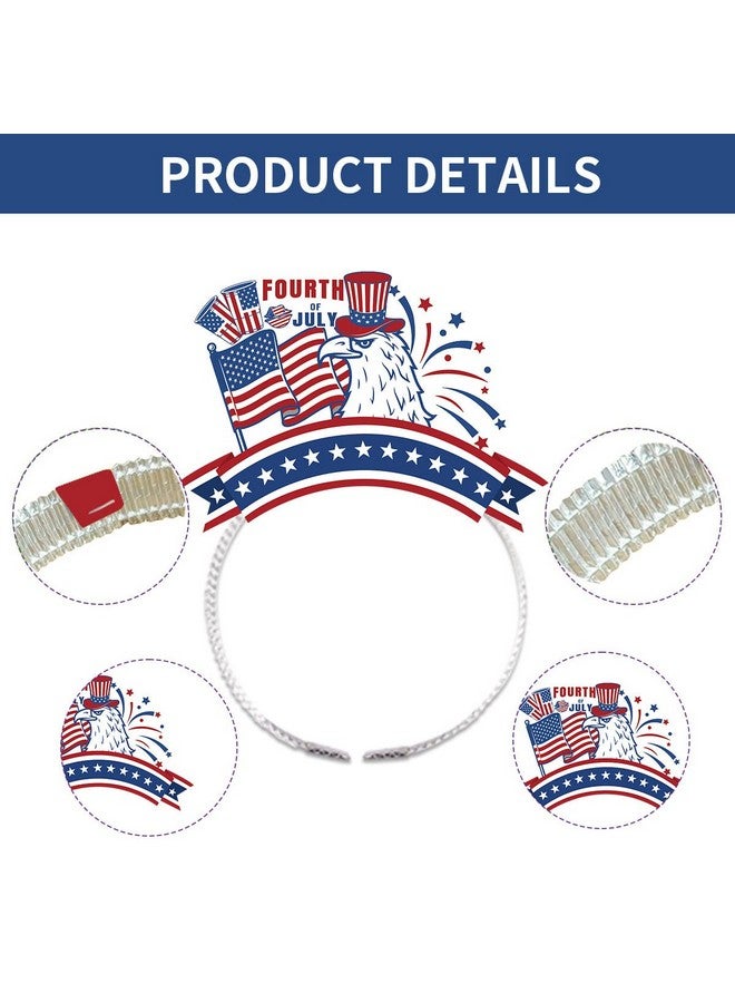 Doneace White Blue Red Party Decorations 4Th Of July Headbands Paper Headwear Independence Day Hairbands National Memorial Day Hair Hoop Patriotic Theme Hair Supplies American Flag Hair Accessories 6Pcs - Image 2