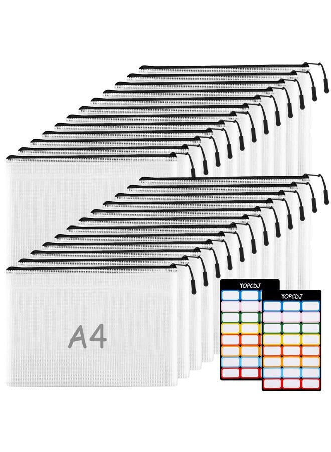 YOPCDJ 24pcs A4 Mesh Zipper Pouch File Bags, Black Reusable Zipper Bags for Organizing Storage, Waterproof Puzzle Bag, Zipper File Bags for Board Game Storage and School Office Supplies - Image 1