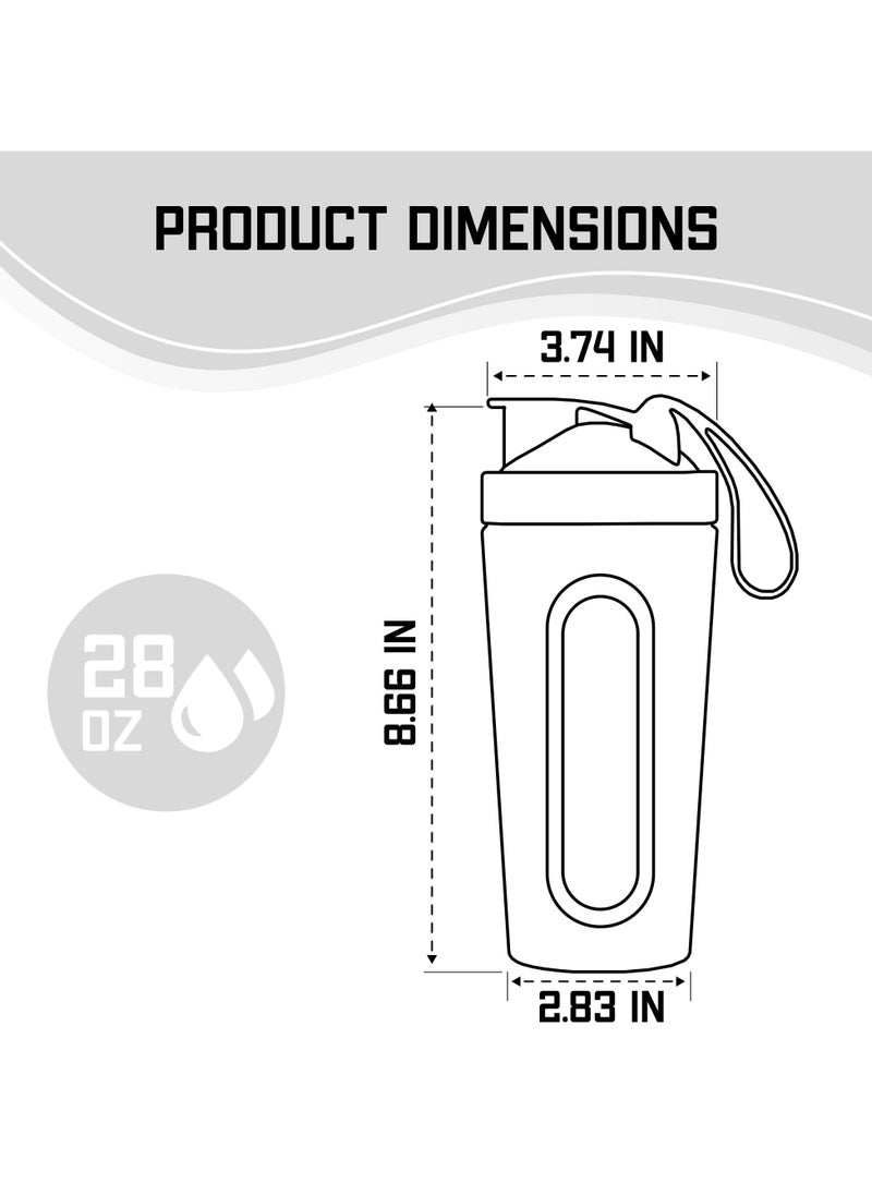 CMGTYYD - 28 Oz Visible Window Stainless Steel Protein Shaker Bottle with Shaker Ball (silver) - Image 1