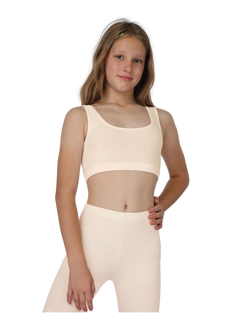 جولد كراون سوفت برا حمالة عريضة قطن للبنات  - بيج - Image 1