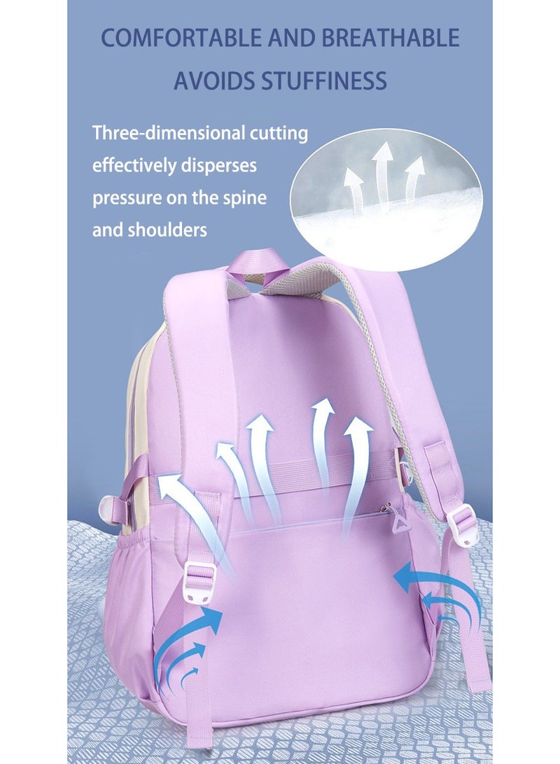 سكاي فيو حقيبة ظهر مدرسية للفتيات المراهقات، حقائب كتب للمرحلة الابتدائية والثانوية، حقائب كمبيوتر محمول من قماش مخملي، حقائب سفر يومية للنساء - Image 4