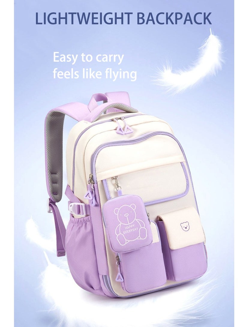 سكاي فيو حقيبة ظهر مدرسية للفتيات المراهقات، حقائب كتب للمرحلة الابتدائية والثانوية، حقائب كمبيوتر محمول من قماش مخملي، حقائب سفر يومية للنساء - Image 2