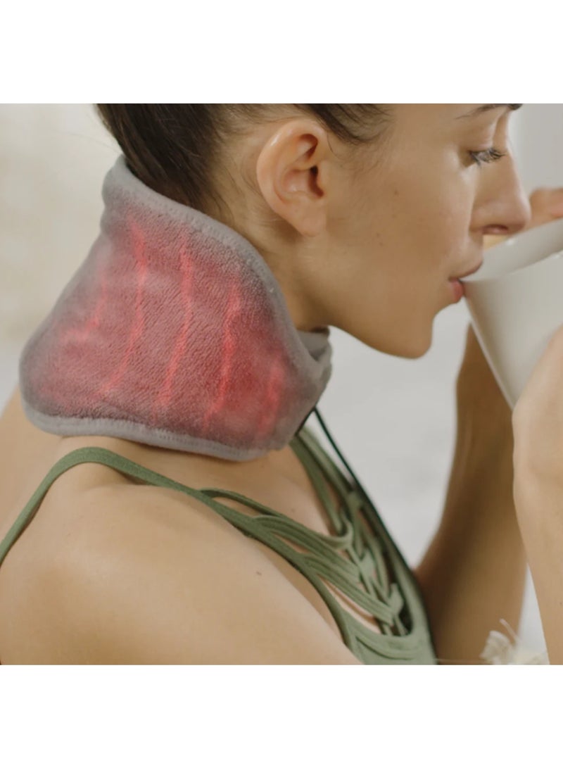 كيمايا لفافة تدفئة للرقبة، وسادة تدفئة كهربائية شخصية للرقبة مع خاصية الاهتزاز، 3 إعدادات للحرارة و3 إعدادات للاهتزاز - 9 مجموعات مريحة (رمادي ملكي) - Image 1