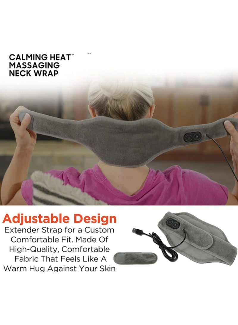 كيمايا لفافة تدفئة للرقبة، وسادة تدفئة كهربائية شخصية للرقبة مع خاصية الاهتزاز، 3 إعدادات للحرارة و3 إعدادات للاهتزاز - 9 مجموعات مريحة (رمادي ملكي) - Image 3