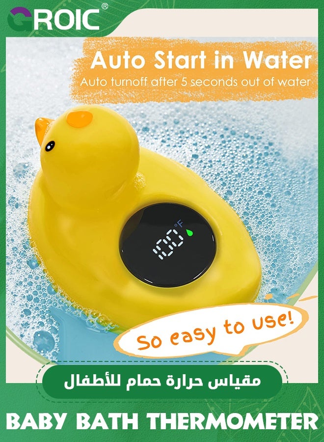 GROIC Baby Bath Tub Thermometer for Newborn,Bathtub Water Temperature Thermometer,Safety Floating Bathing Tub Toy,Duck Floating Toy for Infant with 2 Little Duck  - Image 3