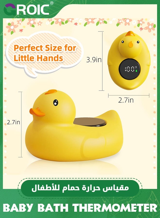 GROIC Baby Bath Tub Thermometer for Newborn,Bathtub Water Temperature Thermometer,Safety Floating Bathing Tub Toy,Duck Floating Toy for Infant with 2 Little Duck  - Image 2