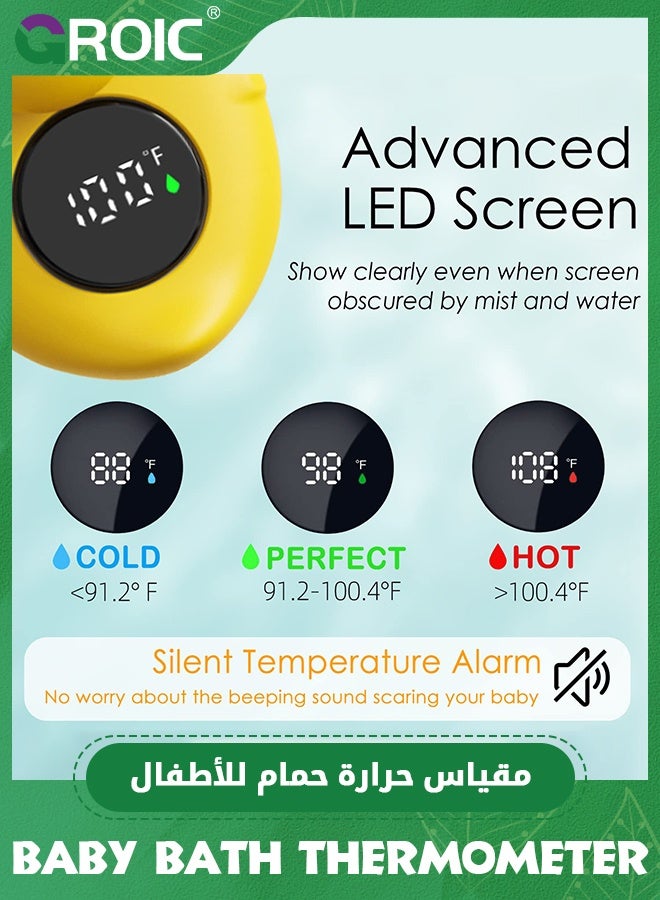 GROIC Baby Bath Tub Thermometer for Newborn,Bathtub Water Temperature Thermometer,Safety Floating Bathing Tub Toy,Duck Floating Toy for Infant with 2 Little Duck  - Image 4