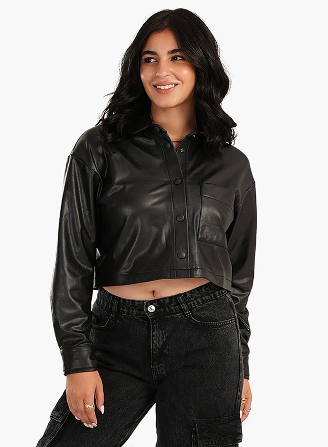 Carina Leather Shirt with Back Embroidery - Image 2