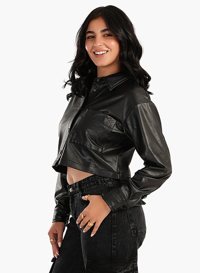 Carina Leather Shirt with Back Embroidery - Image 3