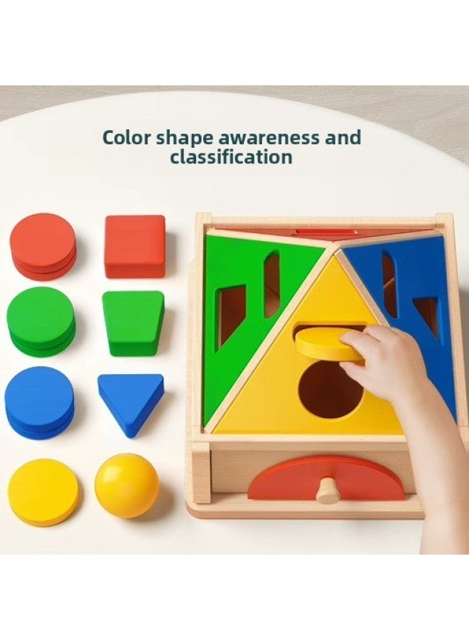Loquat Montessori Early Education Aware Color Cognitive Classification 1 Year Old 2 Baby Shape Coin Box Children's Educational Building Blocks Toy Matching-Color:Montessori Shape Coin Color Classification - Image 4