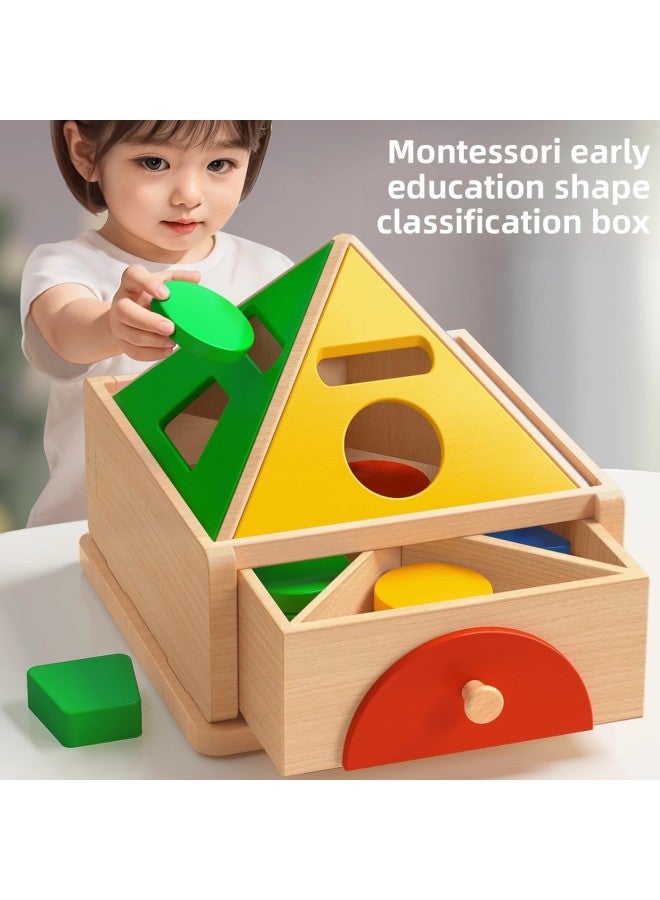 Loquat Montessori Early Education Aware Color Cognitive Classification 1 Year Old 2 Baby Shape Coin Box Children's Educational Building Blocks Toy Matching-Color:Montessori Shape Coin Color Classification - Image 2