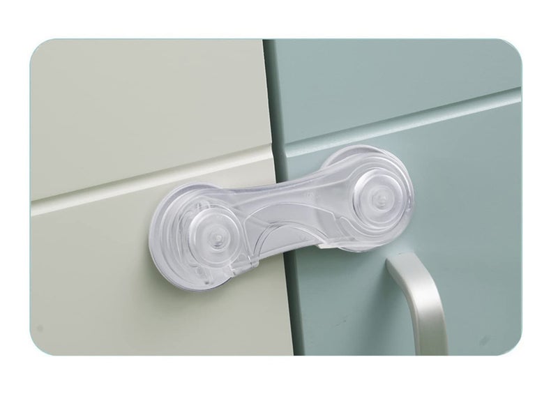 HEOATH Child Safety Cabinet Locks (10 Pack) - Baby Proofing Latches Lock for Drawers, Toilet Seat, Fridge, Oven, with 10 Extra 3M Adhesives (Transparent) - Image 2