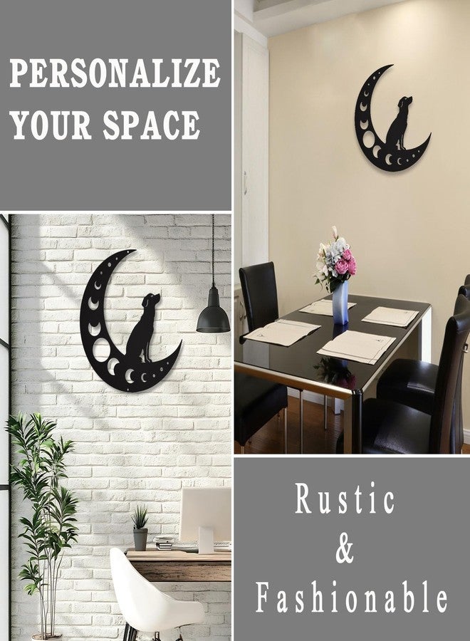 TYLCC Dog Metal Wall Art, Moon Phase Wall Decor, Indoor Outdoor Hanging Decoration for Living Room Bedroom Bathroom Kitchen Office Garden, Ideal Gift for Dog Lovers, Black - Image 5