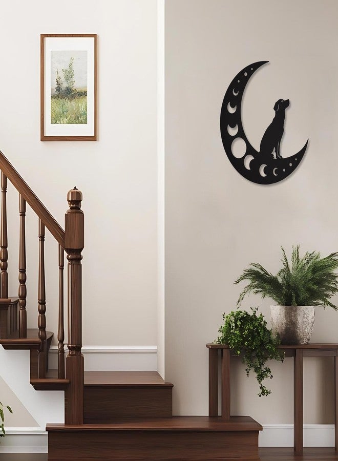 TYLCC Dog Metal Wall Art, Moon Phase Wall Decor, Indoor Outdoor Hanging Decoration for Living Room Bedroom Bathroom Kitchen Office Garden, Ideal Gift for Dog Lovers, Black - Image 4