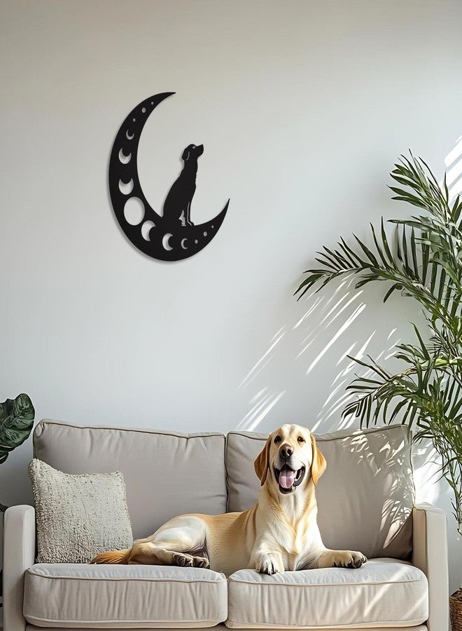 TYLCC Dog Metal Wall Art, Moon Phase Wall Decor, Indoor Outdoor Hanging Decoration for Living Room Bedroom Bathroom Kitchen Office Garden, Ideal Gift for Dog Lovers, Black - Image 2