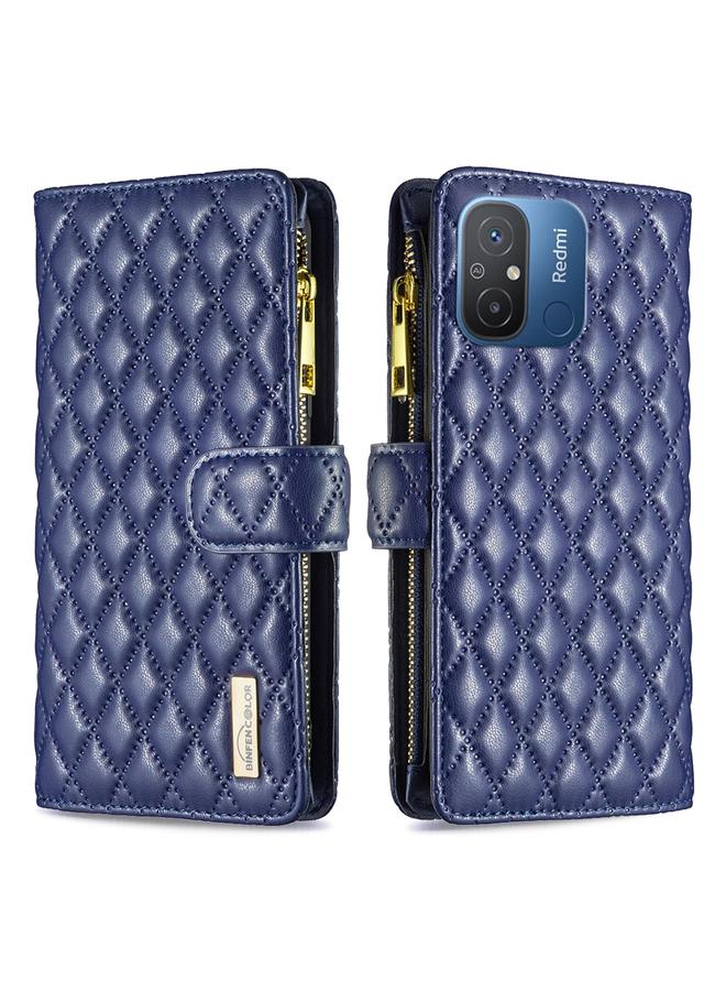 The Bros Case For Xiaomi Redmi 12C Diamond Lattice Zipper Wallet Leather Flip Phone Case