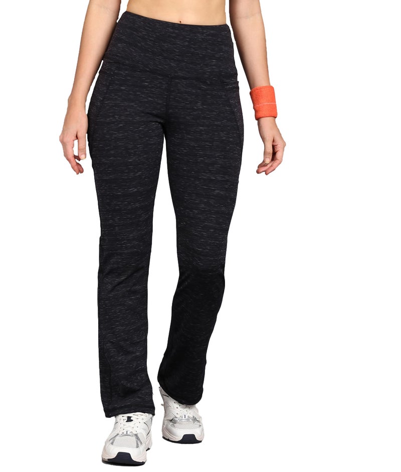 Rock Paper Scissors Women Premium Flare High Rise Gym Pants High-Waisted, Sweat-Wicking, Athletic Fit Wide Leg Gym Tights for Working Out, Pilates,Yoga, Fitness & Training Black, 3XL - Image 1