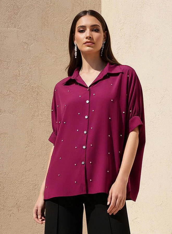 Splash FAV Kaftan Shirt with Embellished Detail