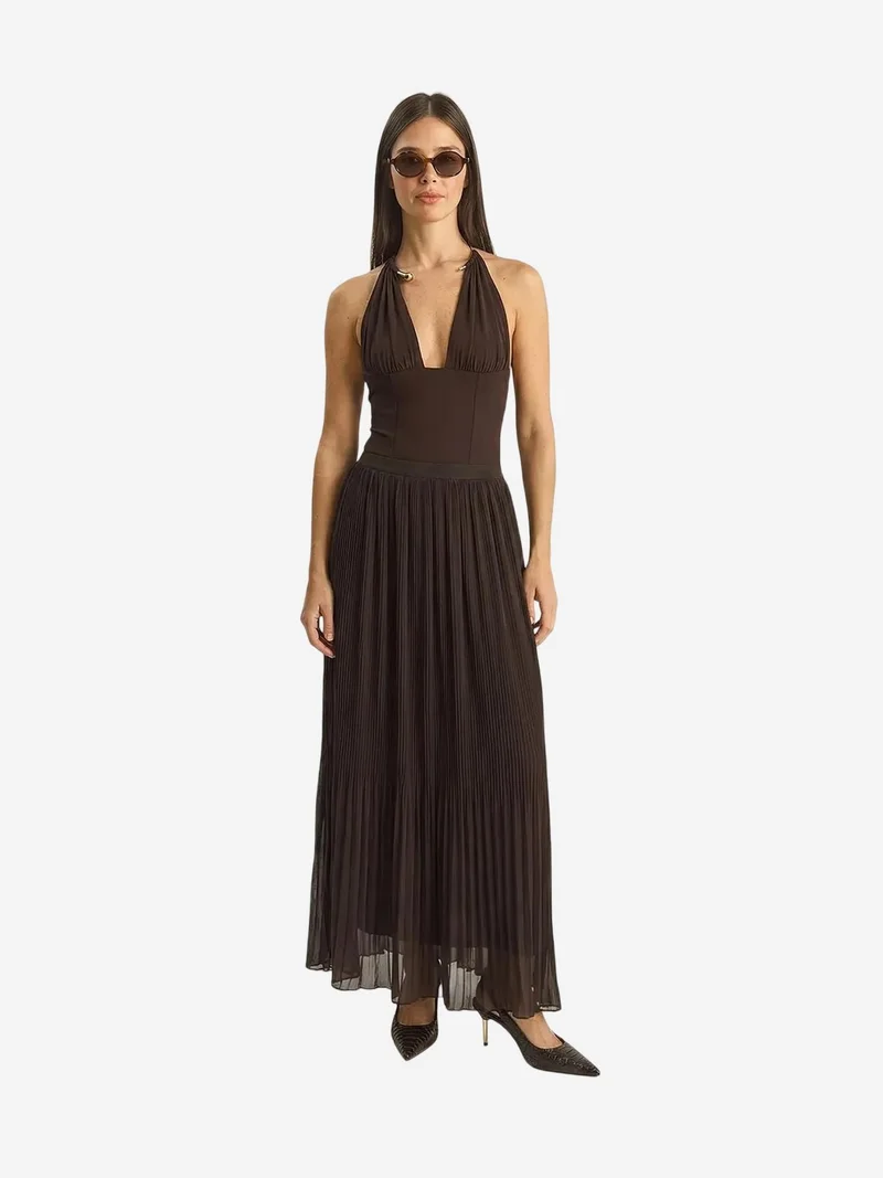 بيانكو لوتشي LUCCI High Waist Pleated Maxi Skirt