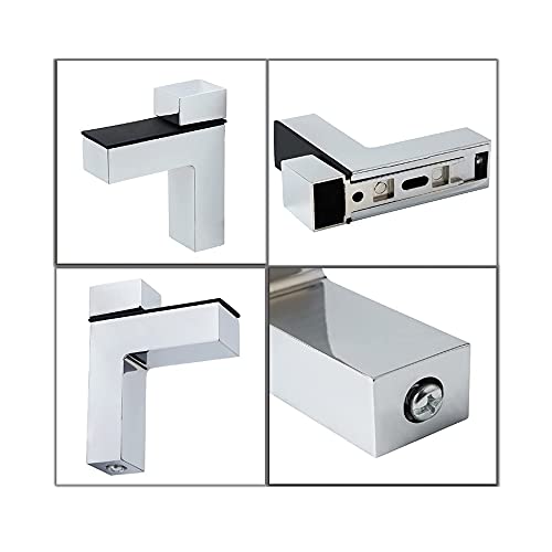 awen 2 Pcs Adjustable Wood/Glass Floating Shelf Brackets Wall Mount, Polished Chrome - Image 4