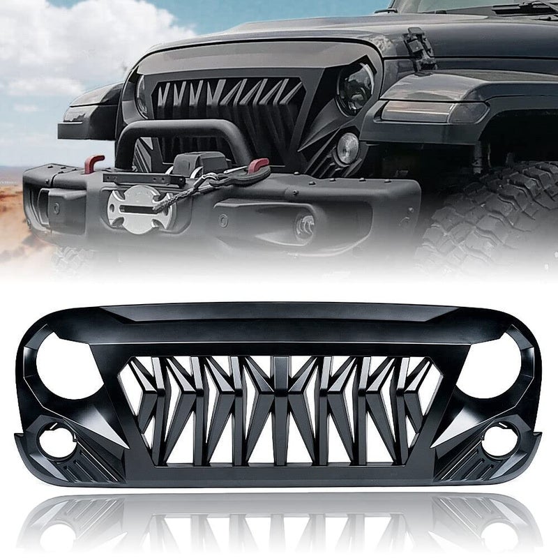 MATMACRO Grille Compatible For Jeep Wrangler JK Shark Grill Rubicon Sahara Sport Unlimited 20072018
