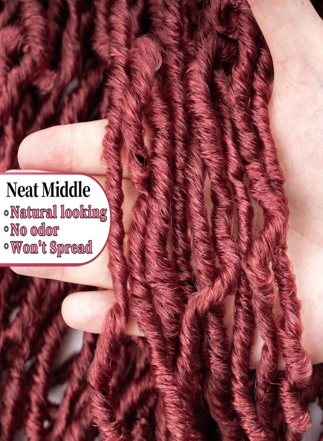 FALEMEI 36 Inch Burgundy Soft Faux Locs Crochet Braids Hair Extensions - Image 5