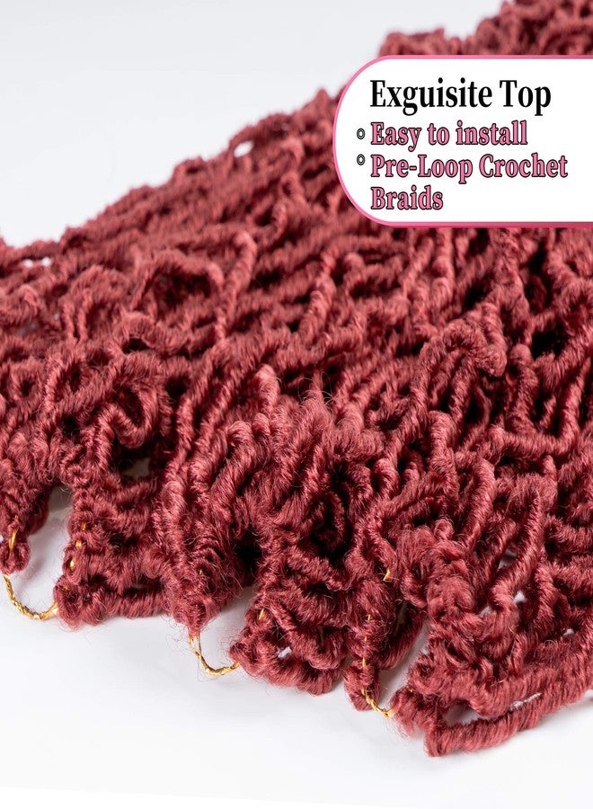 FALEMEI 36 Inch Burgundy Soft Faux Locs Crochet Braids Hair Extensions - Image 4