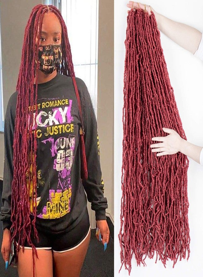 FALEMEI 36 Inch Burgundy Soft Faux Locs Crochet Braids Hair Extensions - Image 1