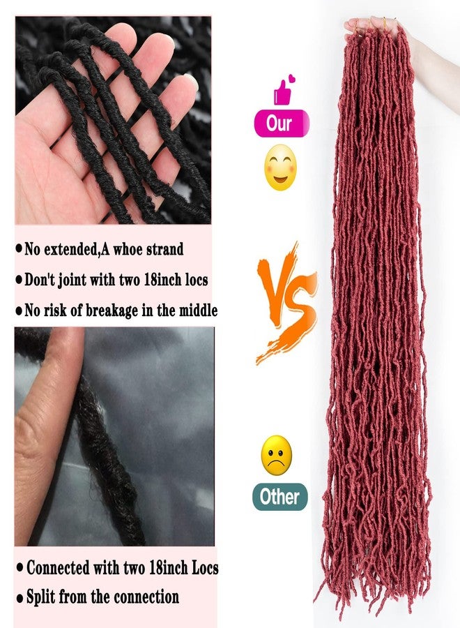 FALEMEI 36 Inch Burgundy Soft Faux Locs Crochet Braids Hair Extensions - Image 3