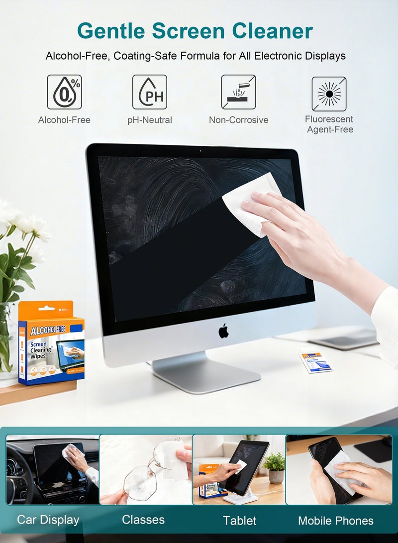 Necomi 40-Pack Screen & Electronic Cleaning Wipes, Screen Cleaner Wipes Fast-Drying, Removes Dust, Fingerprints, and Smudges, Pre-Moistened Individual Wrapped (14 x20cm) TV Screen Cleaner, Computer Monitor, Laptop, Lens Camera Sunglass Wipes, Streak-Free - Image 2