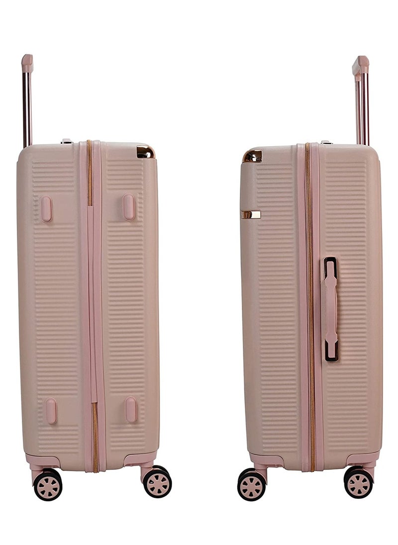 Hard Case Trolley Luggage Set For Unisex ABS Lightweight 4 Double Wheeled Suitcase With Built In TSA Type lock A5123 Set Of 4 Milk Pink