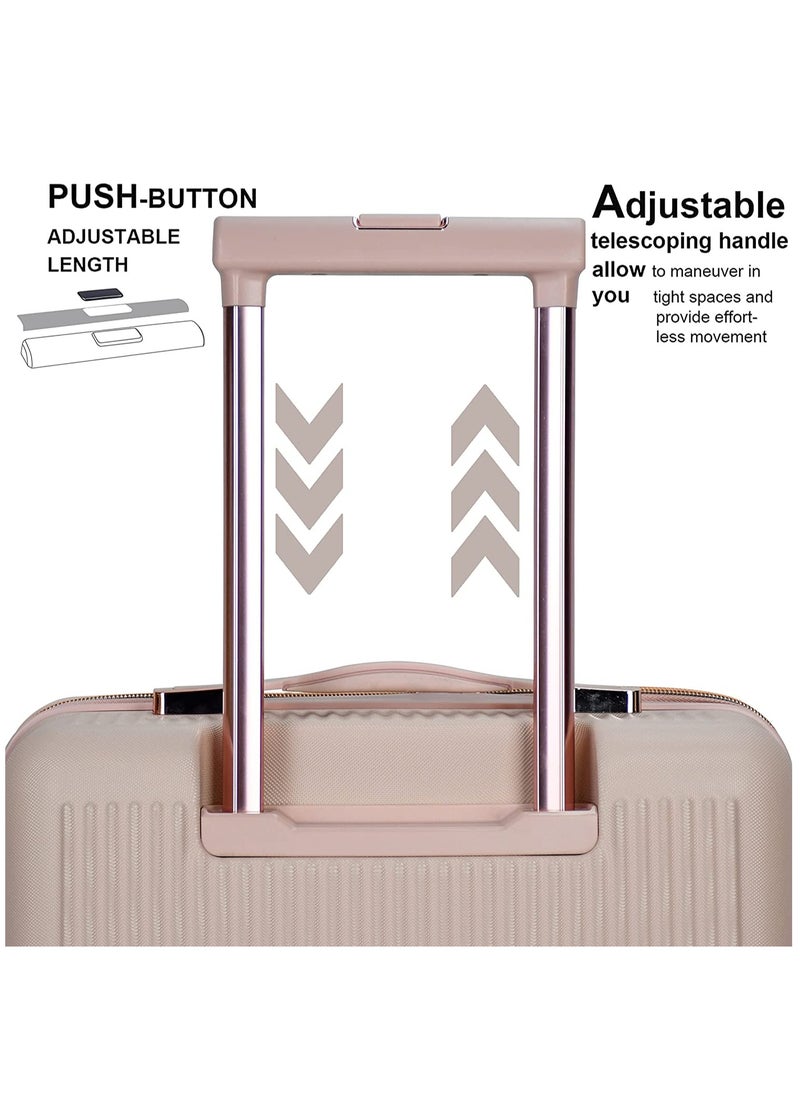Hard Case Trolley Luggage Set For Unisex ABS Lightweight 4 Double Wheeled Suitcase With Built In TSA Type lock A5123 Set Of 4 Milk Pink