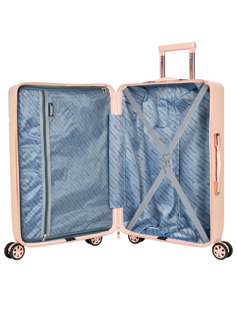 Hard Case Trolley Luggage Set For Unisex ABS Lightweight 4 Double Wheeled Suitcase With Built In TSA Type lock A5123 Set Of 4 Milk Pink