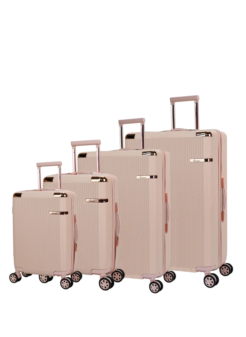 سيناتور Hard Case Trolley Luggage Set For Unisex ABS Lightweight 4 Double Wheeled Suitcase With Built In TSA Type lock A5123 Set Of 4 Milk Pink