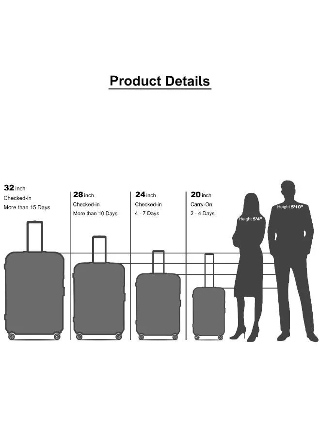 Senator Milk Pink Hard Case Trolley Luggage Set For Unisex ABS Lightweight 4 Double Wheeled Suitcase With Built In TSA Type lock A5123 Set Of 4 Milk Pink  | Best Price UAE