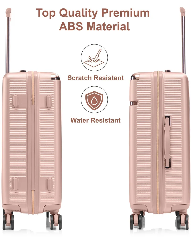 Senator Milk Pink Hard Case Trolley Luggage Set For Unisex ABS Lightweight 4 Double Wheeled Suitcase With Built In TSA Type lock A5123 Set Of 4 Milk Pink  | Best Price UAE