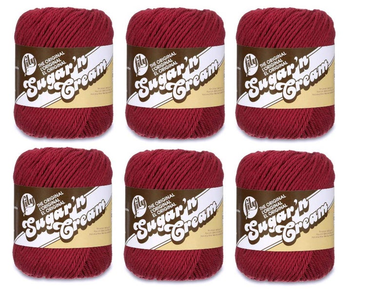 Lily Lily Sugarn Cream Yarn Bulk Buyolids 6Pack Wine 10200115