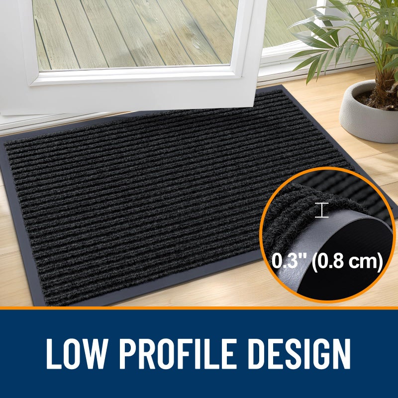 OLANLY Front Door Mat Indoor Outdoor Entrance, Waterproof Heavy Duty Doormat, Fade Resistant, Low Profile, Easy Clean Patio Porch Welcome Floor Mats for Entry, 29.5x17, Black - Image 4