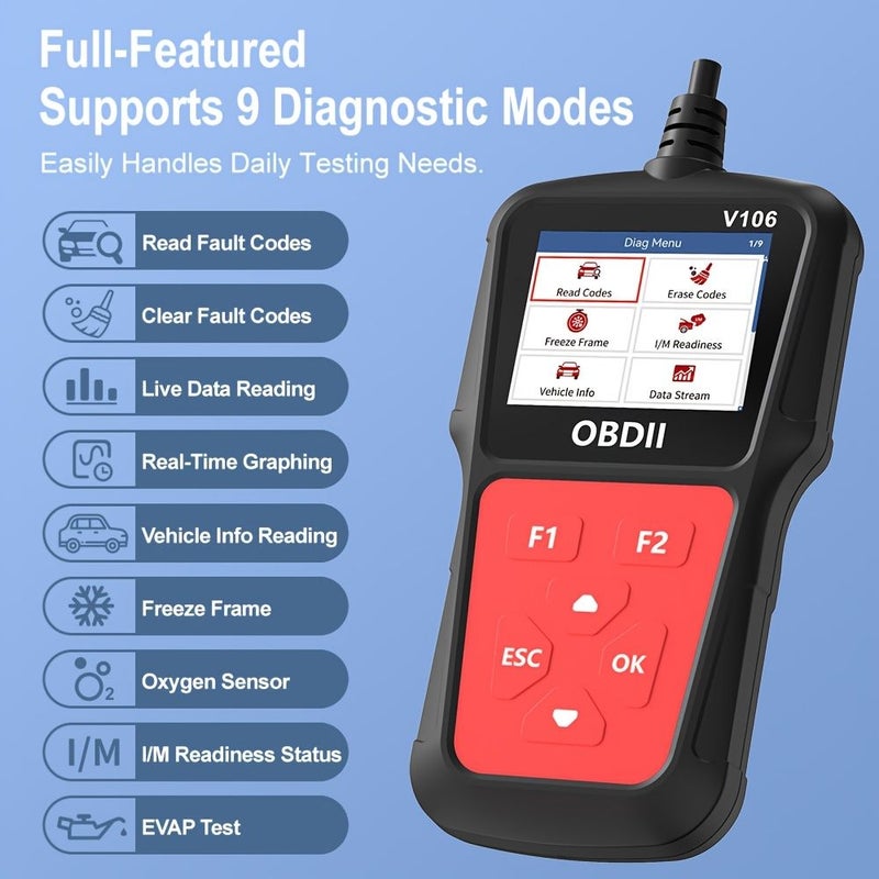V106 Car Diagnostic Tool OBD2 Scanner Code Reader Fault Finder Battery Tester Vehicle Diagnostic Device - Image 3