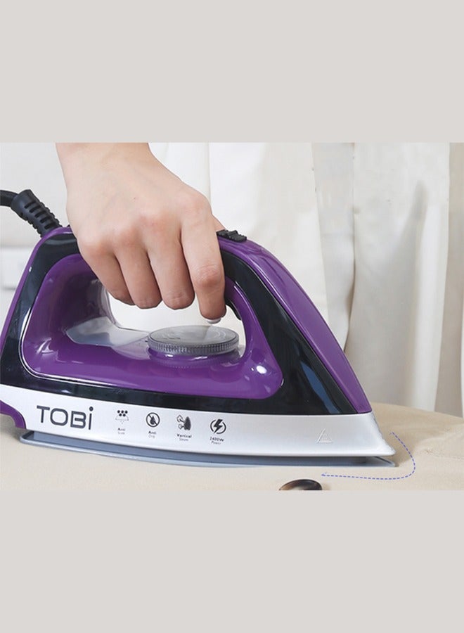 توبي مكواة بخار احترافية TOBI SteamPro Surge+ بقوة 2400 واط مع خزان مياه قابل للفصل - تسخين سريع، مضاد للتنقيط، قاعدة سيراميك، لون بنفسجي/أسود - Image 4